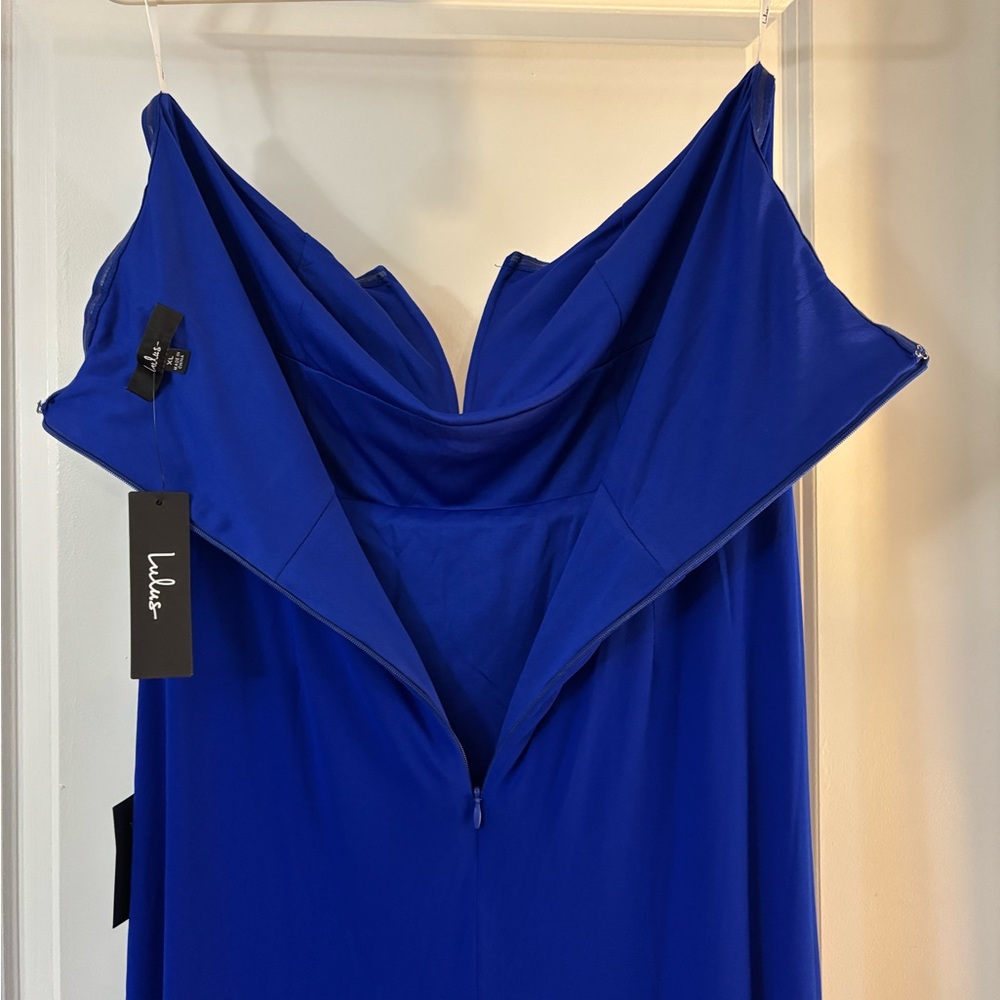 Lulu's Momentous Charm Royal Blue Mesh Strapless Maxi Dress - Picture 9 of 10